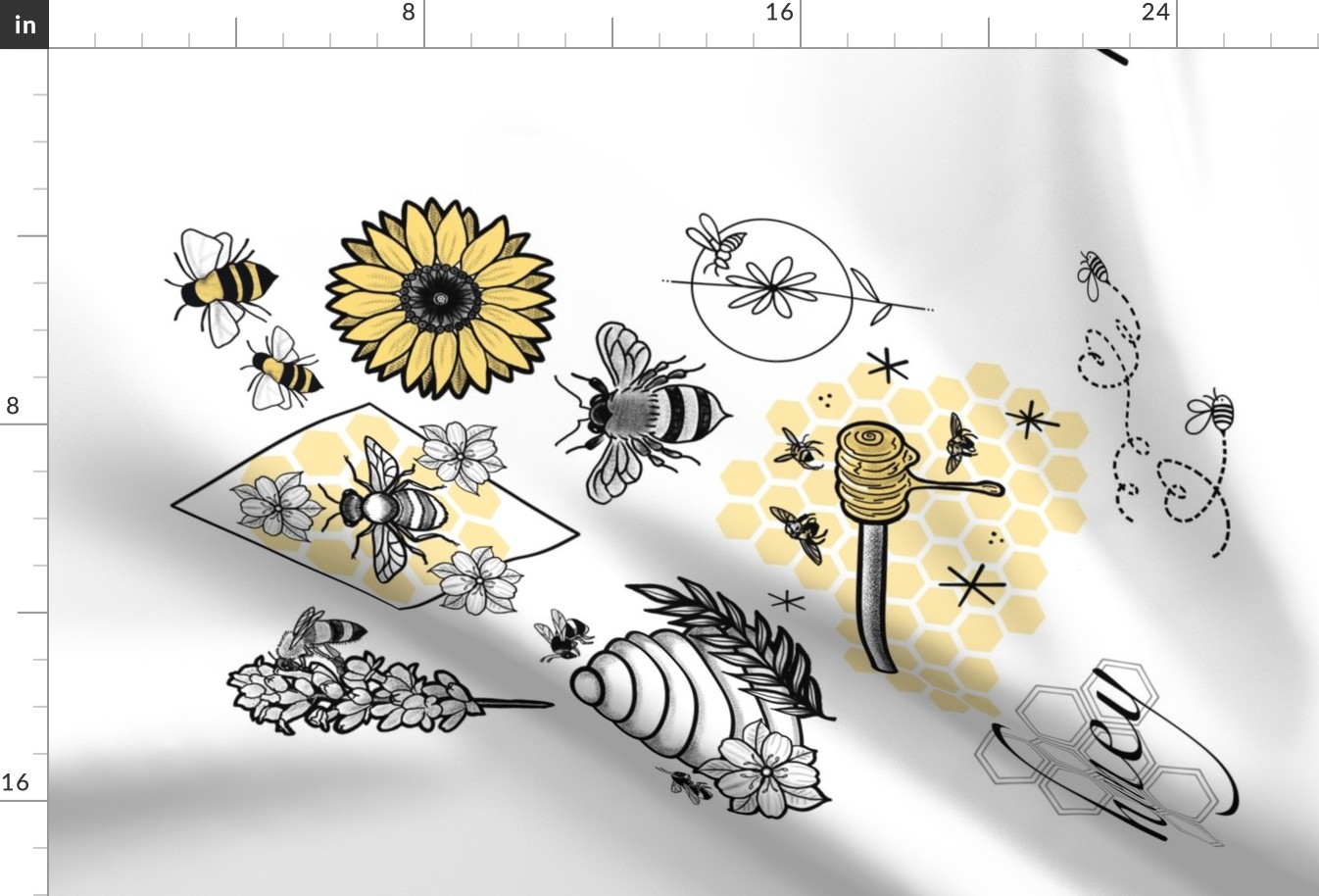 Honeybee Tatoo Flash Sheet Tea Towel/Wall Hanging