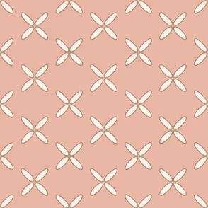 Medium Blender Cream White Criss Crosses with Blush Pink Background