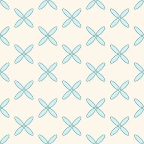 Medium Blender Pastel Blue Criss Crosses with Seashell White Background
