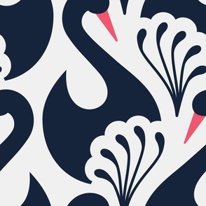 0955 Large  - navy swans