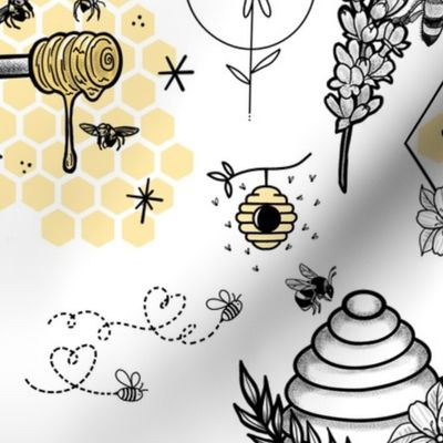Honeybee Tattoo Flash Sheet
