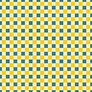 Mini Swedish Midsummer Plaid Checkers in Yellow Blue and Cream
