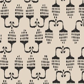 Grape vine ikat - beige charcoal  monochrome - small