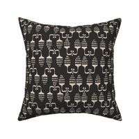 Grape vine ikat - charcoal  monochrome - small