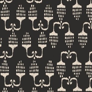 Grape vine ikat - charcoal  monochrome - small