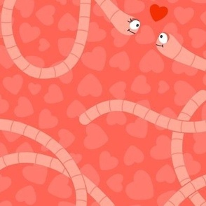 (L) Funny Valentine: cute worms in love apricot