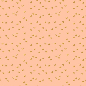 Stamped U abstract - peach and olive// small scale