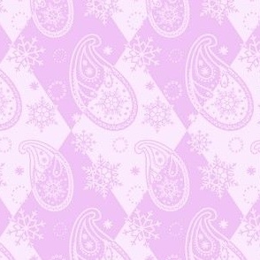 Winter Paisley Harlequin - pastel pink