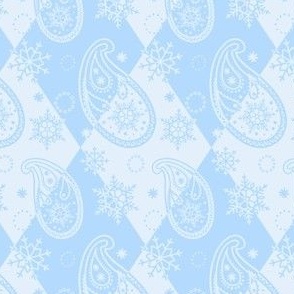 Winter Paisley Harlequin - pastel blue