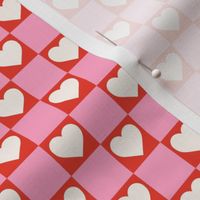 Valentines Red and Pink Checkerboard Hearts 