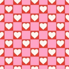 Valentines Red and Pink Checkerboard Hearts 