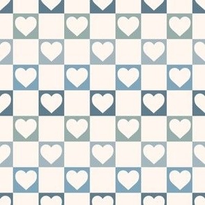 Checkerboard Valentines Blue Hearts