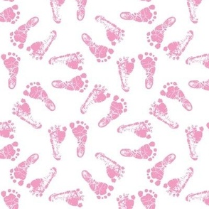 Baby Feet - Pink On White