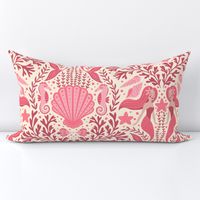 Mermaid Damask | Large Scale | Perfect Pink Mermaids