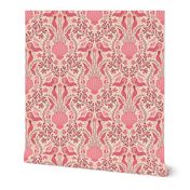 Mermaid Damask | Medium Scale | Perfect Pink Mermaids