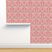 Mermaid Damask | Medium Scale | Perfect Pink Mermaids