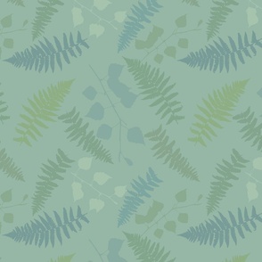 Fern and Birch Leaves Mint Green Midscale