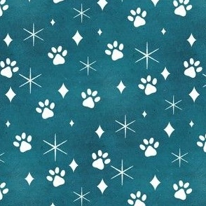 Dog Paw Print and Christmas Stars