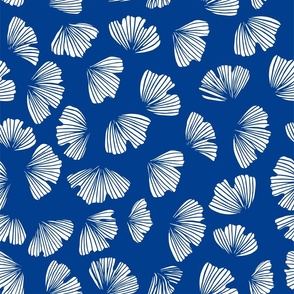 Dark blue gingko china style. White ginko leaves. Floral Japanese ornament.