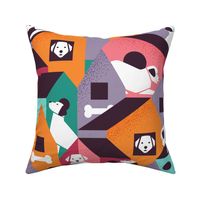 Woof City- Color Block Bauhaus Dogs- Colorful- Large Scale