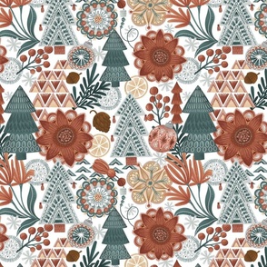 Neutral Trees Fabric Boho Modern Christmas by Hipkiddesigns Xmas Holidays  Christmas Earth Tones Boho Fabric by the Yard by Spoonflower 