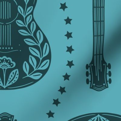 Guitars + Stars | Large Scale | Blue Teal Guitar