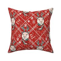 Christmas snow Cheetah on poppy red matching with petal solids Medium scale