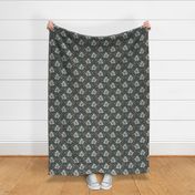 Christmas retro frosty florals with mistletoe on dark warm gray Small scale