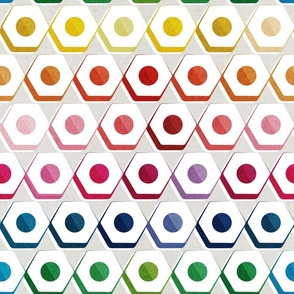 Normal scale // Color crush // beige background top view pencil dots in rainbow colours