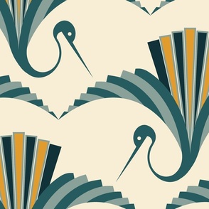 Large scale • Art Deco Crane - neutral background