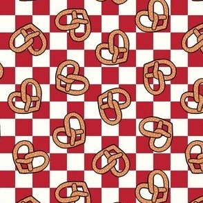 (small scale) heart shaped pretzels - red check - LAD22