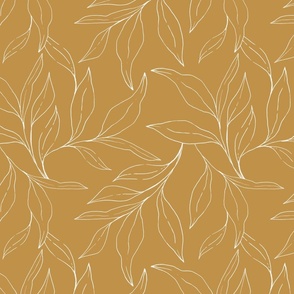 Elegant Leaves Supporting Pattern // Yellow Ochre // Large Scale