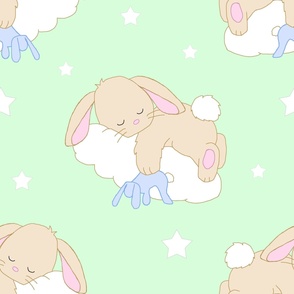 Mint Green Bunny Cloud Baby Nursery - Large