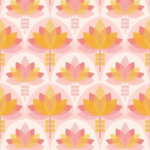Lotus Flower Art Deco Wallpaper