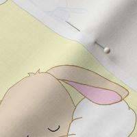 Sleepy Bunny Cloud on Yellow - Small