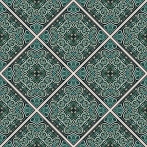 Jade Green Arabesque Majolica Tiles