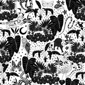 Jungle Critters - Black and White