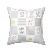 3 inch square grey patchwork little star
