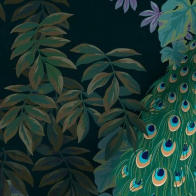 Peacock Garden - Black, Blue, Green, Teal