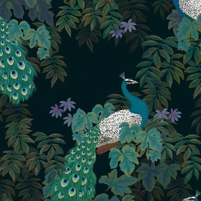 Peacock Garden - Black, Blue, Green, Teal