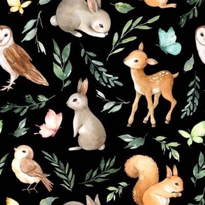 woodland animals black