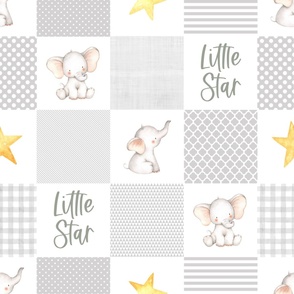 6 inch square grey patchwork little star