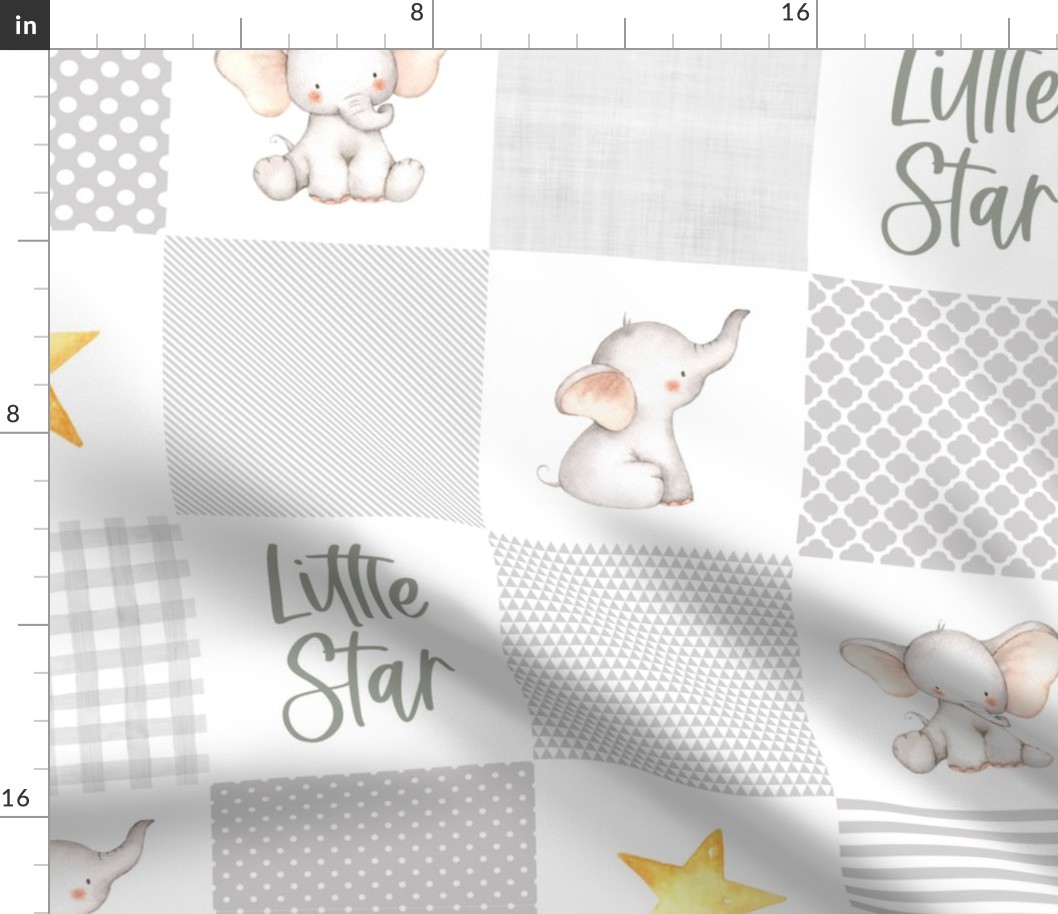 6 inch square grey patchwork little star