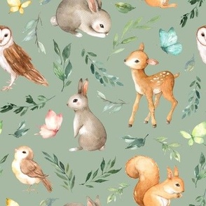 woodland animals green