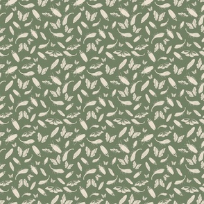 Insect Impressions on Moss Green // Small Scale Fabric // Lg. Scale Wallpaper