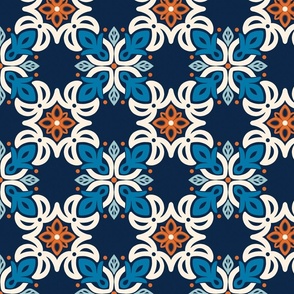 Porto leaves motif in navy