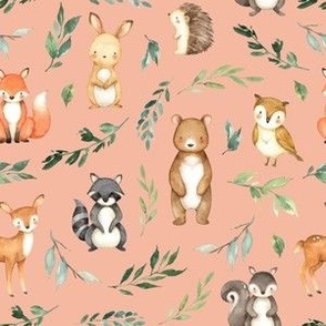 small scale woodland animals leaves blush
