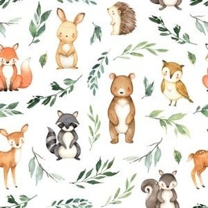 small scale woodland animals leaves