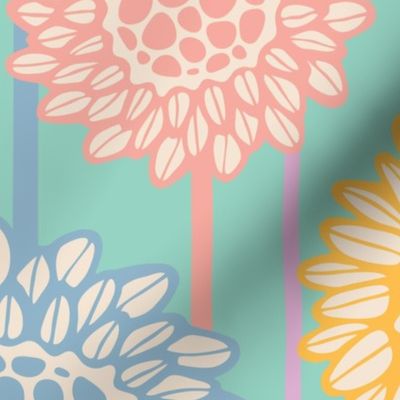 Lolli-Pops Fantasy Floral Big Bloom Botanical with Vertical Stripe Stems - LARGE Scale - UnBlink Studio by Jackie Tahara