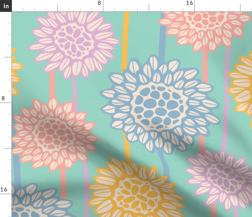 Lolli-Pops Fantasy Floral Big Bloom Botanical with Vertical Stripe Stems - LARGE Scale - UnBlink Studio by Jackie Tahara